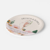 Elegantes rosa Blumenbrunch & Bubbly Brautparty Pappteller (Schrägansicht)