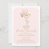 Elegantes rosa Blumenbrunch Einladung (Vorderseite)