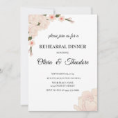 Elegantes rosa Blumenbügler Probe Abendessen Einladung (Vorderseite)