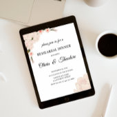 Elegantes rosa Blumenbügler Probe Abendessen Einladung