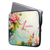 Elegantes rosa Blumendesign Laptopschutzhülle (Vorderseite Links)