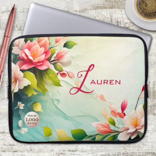 Elegantes rosa Blumendesign Laptopschutzhülle