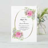 Elegantes rosa Blumengebirge Brautparty Einladung (Stehend Vorderseite)