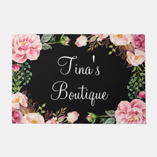 Elegantes, rosa Blumengeschäft Willkommen Fußmatte (Vorderseite)