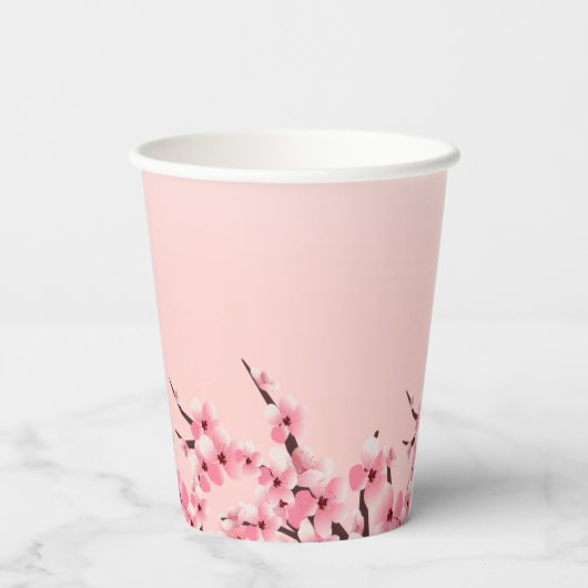 Elegantes rosa Blumenkirschchen Blossom Party Pappbecher (Rückseite)