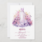 Elegantes Rosa Blumenkleid Brautparty Einladung (Vorderseite)