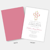 Elegantes Rosa Blumenkreuz Erste Kommune Einladung