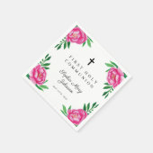 Elegantes Rosa Blumenkreuz Erste Kommune Serviette (Ecke)