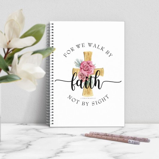 Elegantes rosa Blumenkreuz Notizblock