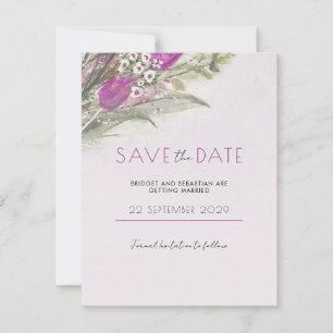 Elegantes Rosa Blumenladen Save the Date einladen