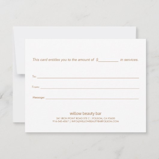 Elegantes rosa Blumenmagnolia Geschenkgutschein (Rückseite)