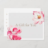 Elegantes rosa Blumenmagnolia Geschenkgutschein (Vorne/Hinten)