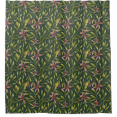 Elegantes rosa Blumenmuster auf dunklem Hintergrun Duschvorhang (Vorderseite)