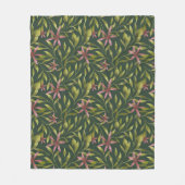 Elegantes rosa Blumenmuster auf dunklem Hintergrun Fleecedecke (Vorderseite)