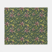Elegantes rosa Blumenmuster auf dunklem Hintergrun Fleecedecke (Vorderseite (Horizontal))