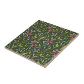 Elegantes rosa Blumenmuster auf dunklem Hintergrun Fliese (Seite)