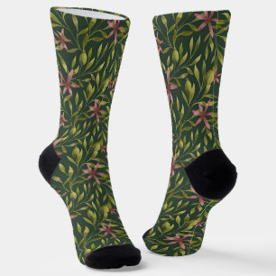 Elegantes rosa Blumenmuster auf dunklem Hintergrun Socken