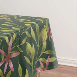 Elegantes rosa Blumenmuster auf dunklem Hintergrun Tischdecke