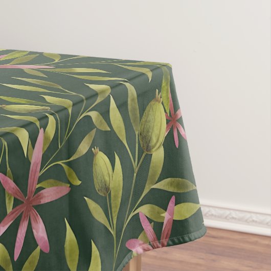 Elegantes rosa Blumenmuster auf dunklem Hintergrun Tischdecke (Beispiel)