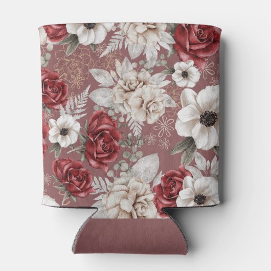 Elegantes rosa Blumenmuster Dosenkühler (Rückseite)
