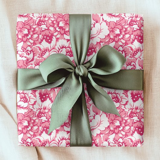 Elegantes rosa Blumenmuster Girly Chic Geschenkpapier