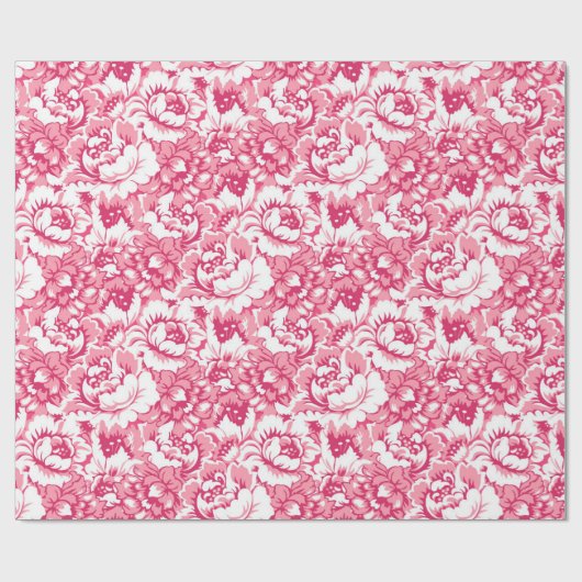 Elegantes rosa Blumenmuster Girly Chic Geschenkpapier (Flach)