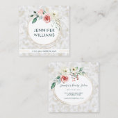 Elegantes rosa Blumenmuster Girly White Quadratische Visitenkarte (Vorne/Hinten)