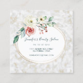 Elegantes rosa Blumenmuster Girly White Quadratische Visitenkarte (Rückseite)