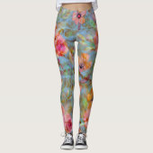 Elegantes rosa Blumenmuster Leggings (Vorderseite)