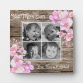 Elegantes rosa Blumenmuster personalisiert vier Fo Fotoplatte (Vorderseite)