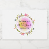 Elegantes rosa Blumenreath-Brautparty Schaumweinetikett (Einzelnes Label)