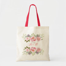 Elegantes rosa Blumenreath Monogramm Hochzeitsgesc