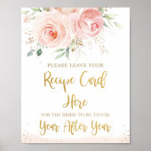 Elegantes Rosa Blumenrezept für Bride Sign Poster (Vorne)