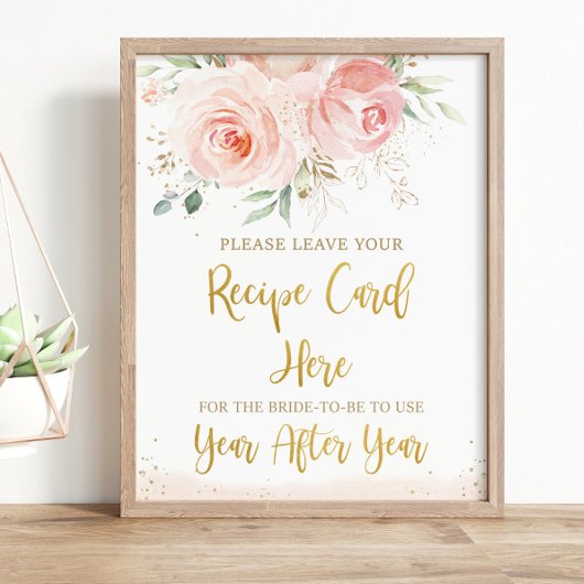 Elegantes Rosa Blumenrezept für Bride Sign Poster