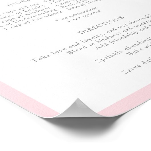 Elegantes rosa Blumenrezept für eine glückliche Eh Poster (Ecke)