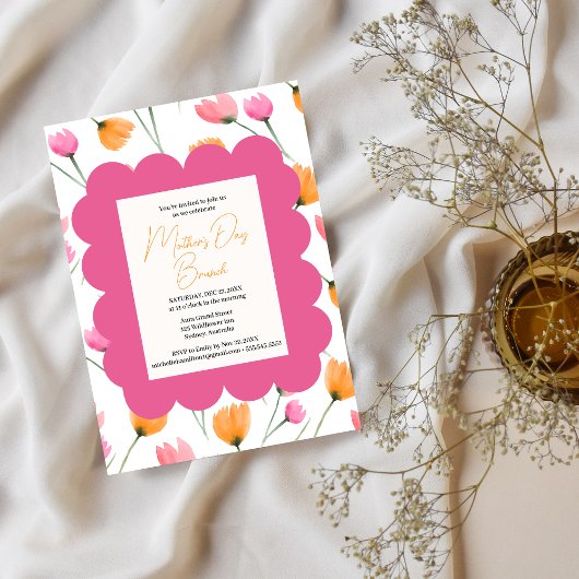 Elegantes rosa Blumenstrauß, Brunch der Mutter am Einladung