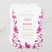 Elegantes rosa Blumenstrauß Chinoiserie Probe Einladung (Vorne/Hinten)