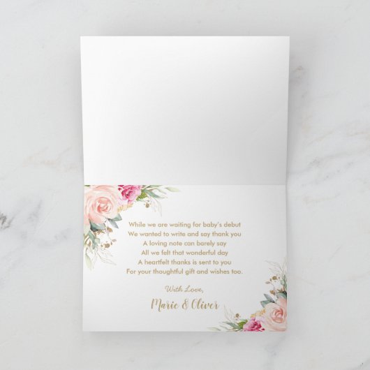 Elegantes Rosa Blumenstrauß Party Dankeskarte (Innenseite)