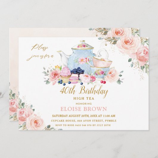 Elegantes Rosa Blumenstrauß Party Einladung (Vorne/Hinten)