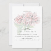 Elegantes rosa Blumentypografie-Brautparty Einladung (Vorderseite)