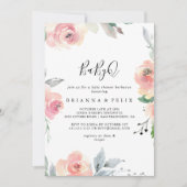 Elegantes Rosa Blush BabyQ Baby Duschgrill Einladung (Vorderseite)