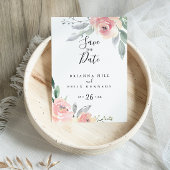 Elegantes Rosa Blush Bloral Save the Date Postkarte