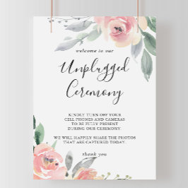 Elegantes Rosa Blush Bloral Unplugged Zeremonie-Ze Poster