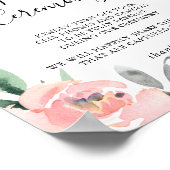 Elegantes Rosa Blush Bloral Unplugged Zeremonie-Ze Poster (Ecke)