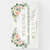 Elegantes Rosa Blush Blume Begrüßungszeichen Banner (Vertikal)