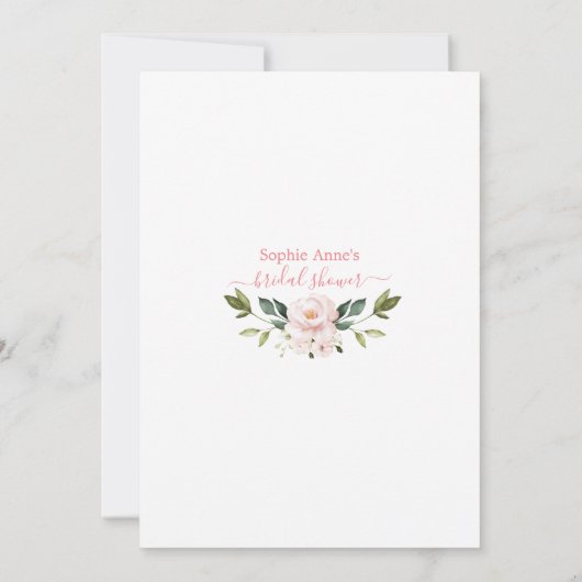 Elegantes Rosa Blush Blume Virtual Brautparty Einladung (Rückseite)