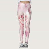 Elegantes Rosa Blush Blumenschrift Wasserfarben Leggings (Vorderseite)