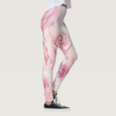 Elegantes Rosa Blush Blumenschrift Wasserfarben Leggings (Rechts)