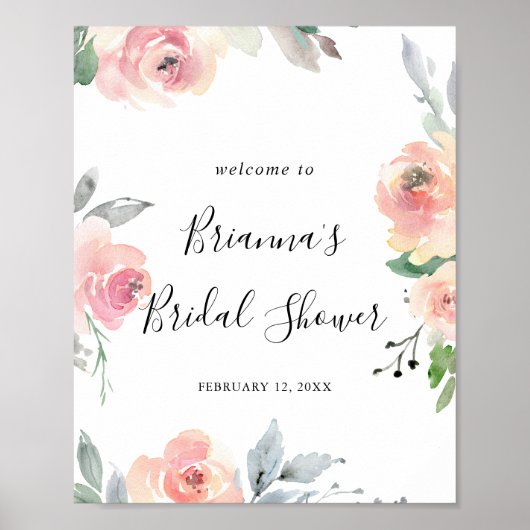 Elegantes Rosa Blush Brautparty Willkommen Poster (Vorne)