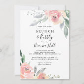 Elegantes Rosa Blush Brunch und Bubbly Brautparty Einladung (Vorderseite)